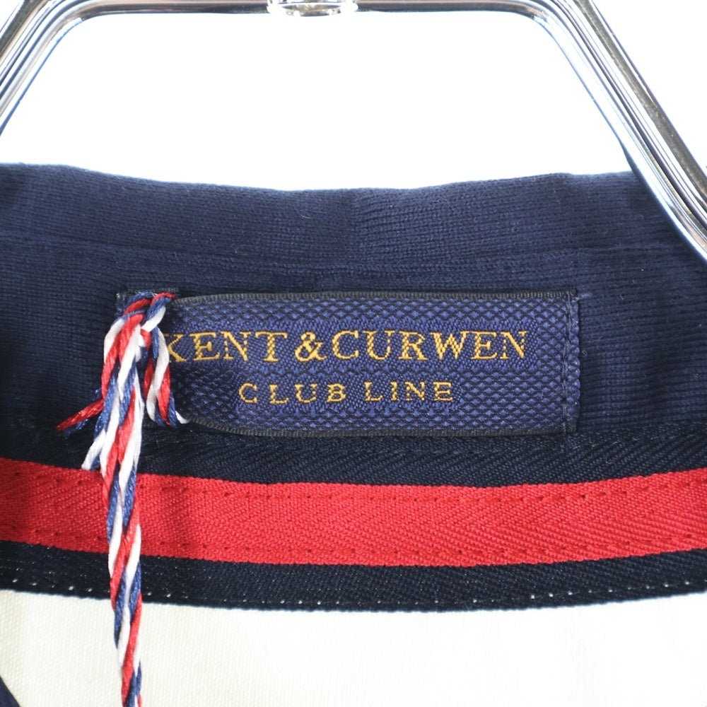 KENT&CURWEN(ケントアンドカーウェン) LONDON ロンドン ワッペンロゴ コットン 半袖ポロシャツ ホワイト/ネイビー