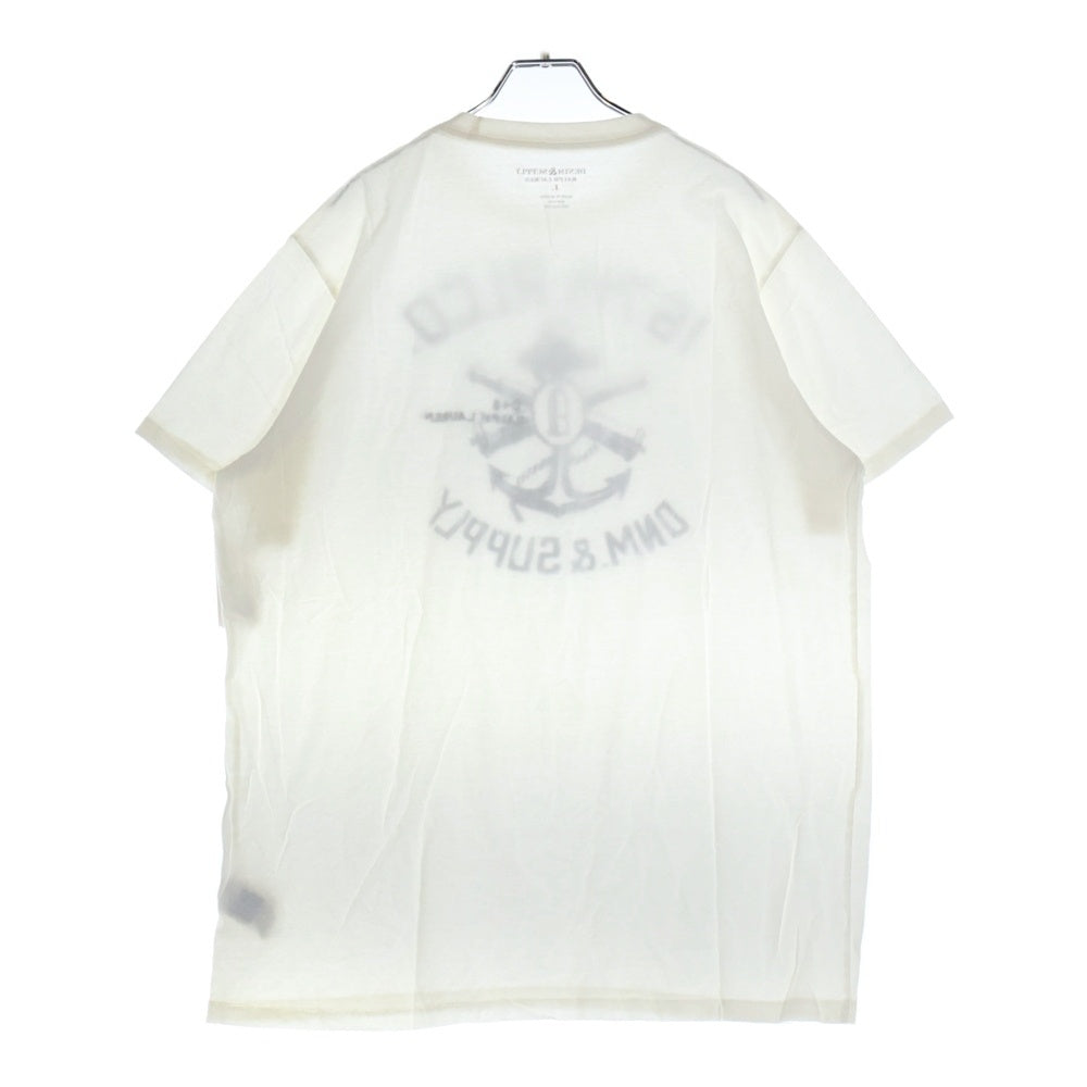 DENIM & SUPPLY RALPH LAUREN(デニム アンド サプライ ラルフローレン) 167th RLCO ロゴプリント クルーネックコットン半袖カットソー Tシャツ ホワイト×ブルー