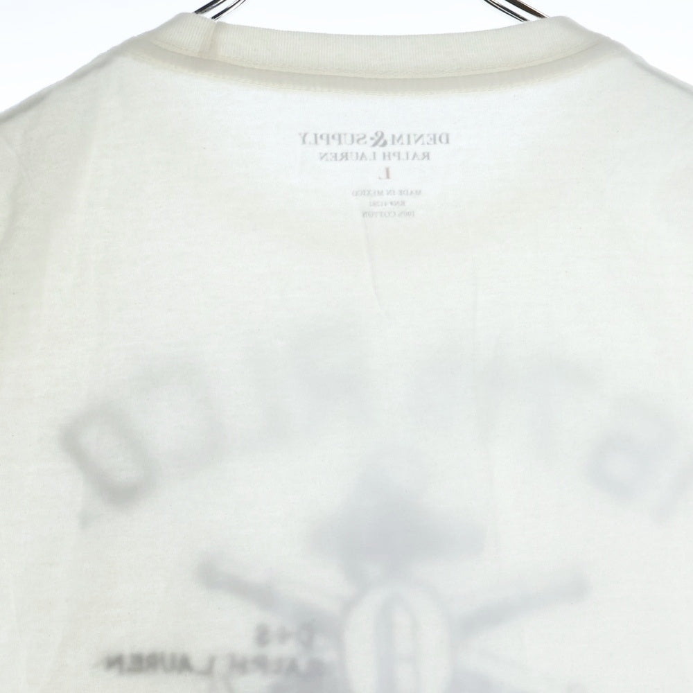 DENIM & SUPPLY RALPH LAUREN(デニム アンド サプライ ラルフローレン) 167th RLCO ロゴプリント クルーネックコットン半袖カットソー Tシャツ ホワイト×ブルー