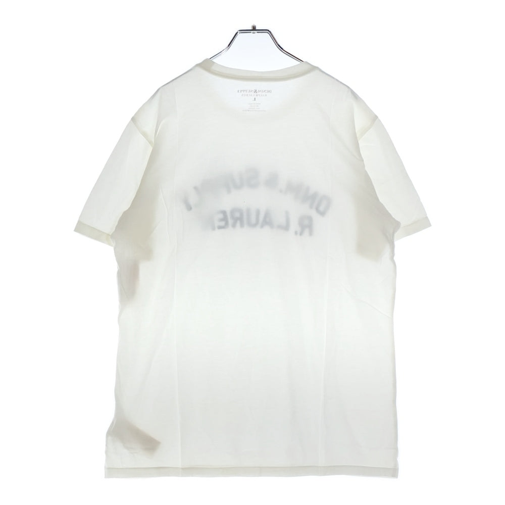DENIM & SUPPLY RALPH LAUREN(デニム アンド サプライ ラルフローレン) ワッペンロゴ クルーネックコットン半袖カットソー Tシャツ ホワイト×ブルー