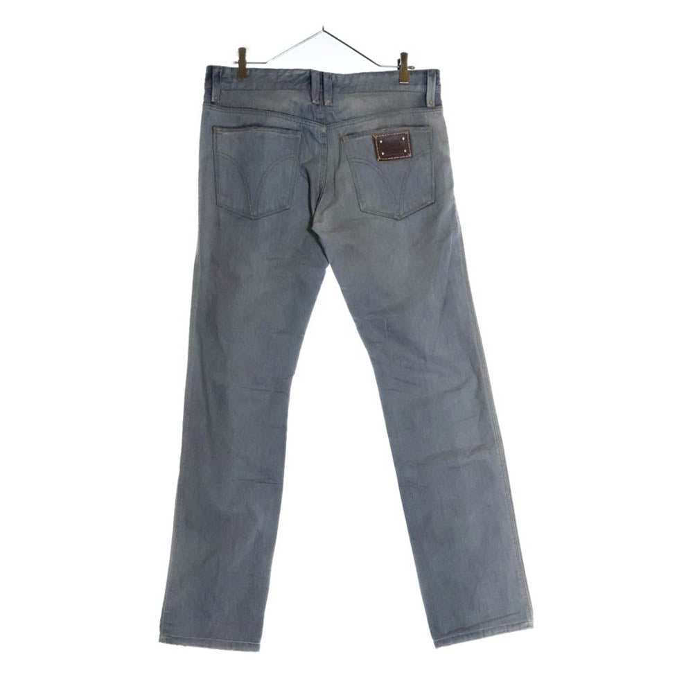 D&G(ディーアンドジー) AUDACIOUS VERY TIGHT ジップフライ ロゴパッチ ダメージ加工スキニーデニムパンツ ジーンズ ブルー R50212 SD499