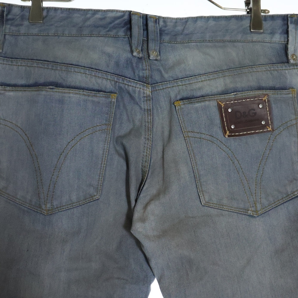 D&G(ディーアンドジー) AUDACIOUS VERY TIGHT ジップフライ ロゴパッチ ダメージ加工スキニーデニムパンツ ジーンズ ブルー R50212 SD499