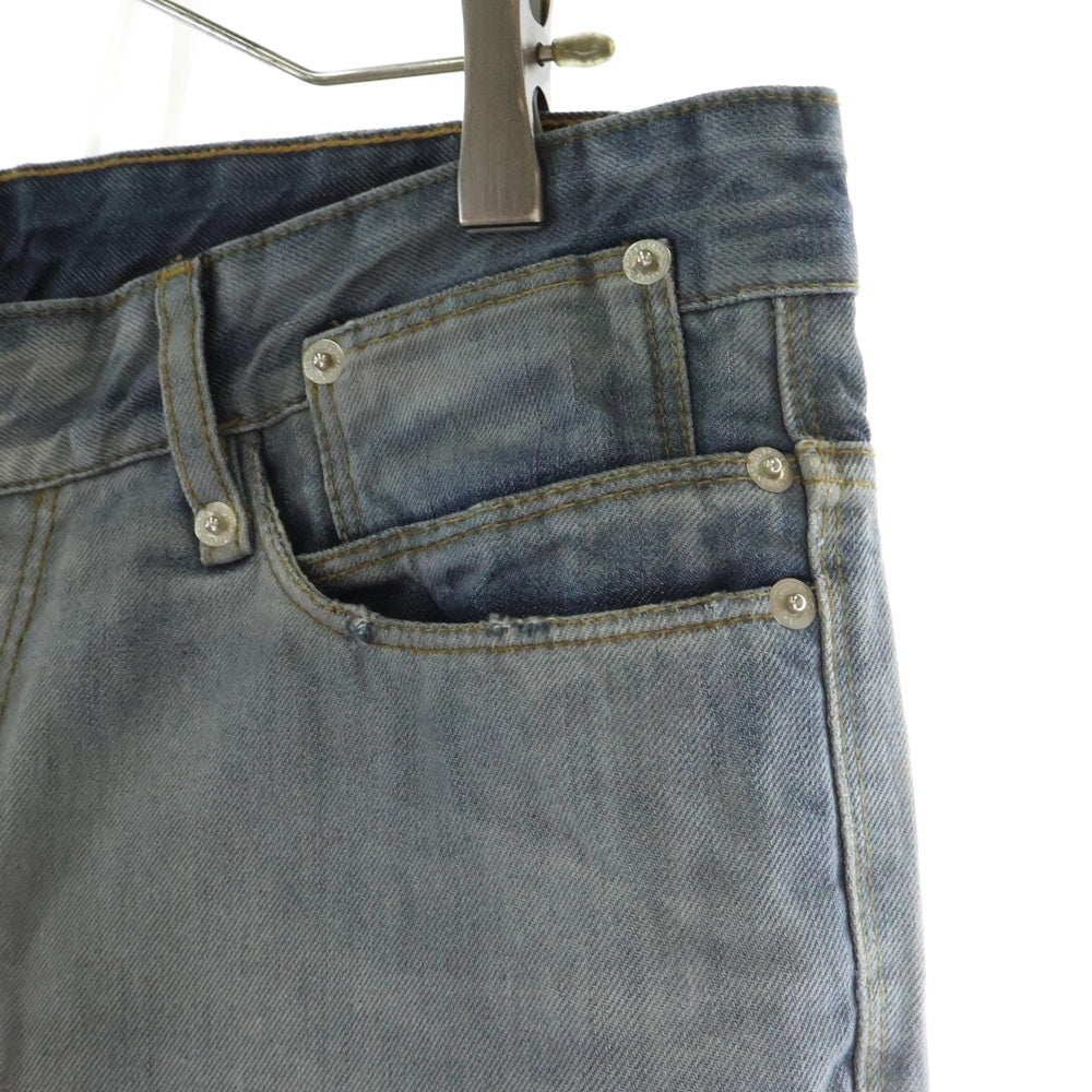 D&G(ディーアンドジー) AUDACIOUS VERY TIGHT ジップフライ ロゴパッチ ダメージ加工スキニーデニムパンツ ジーンズ ブルー R50212 SD499
