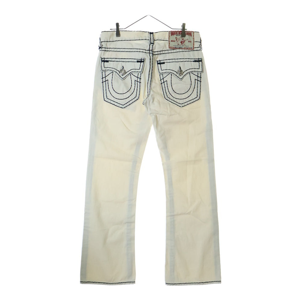 TRUE RELIGION(トゥルーレリジョン) BILLY SUPER T ビリー スーパー ファットステッチ ジップフライ ストレートデニムパンツ ジーンズ ホワイト