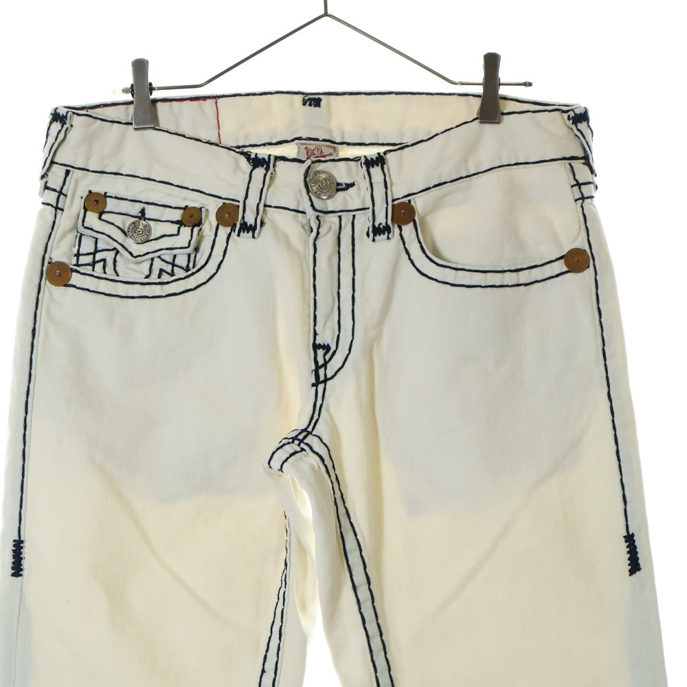 TRUE RELIGION(トゥルーレリジョン) BILLY SUPER T ビリー スーパー ファットステッチ ジップフライ ストレートデニムパンツ ジーンズ ホワイト