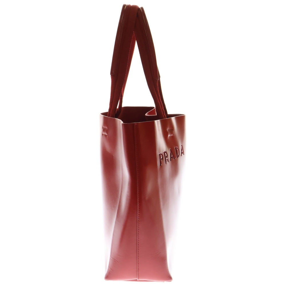 PRADA(プラダ) ロゴ パンチング ハンドバッグ トートバッグ レッド レザー