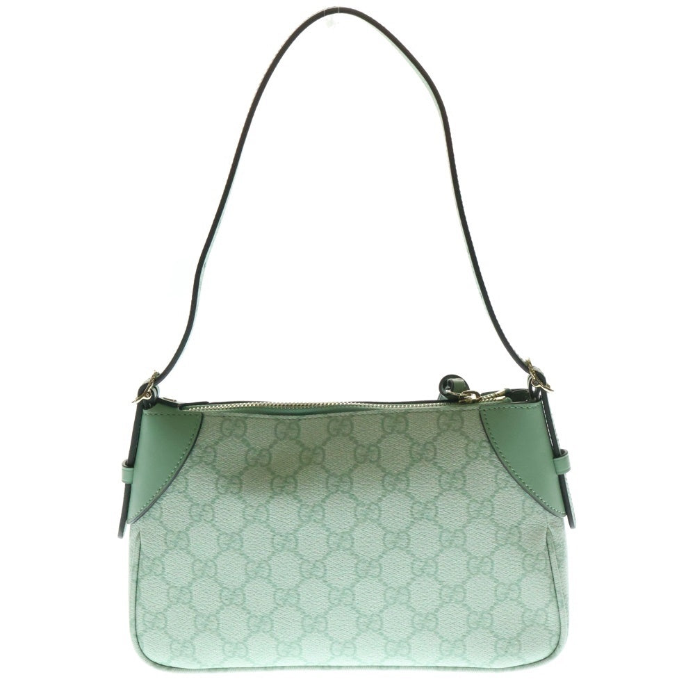 GUCCI(グッチ) GGスプリーム 2WAYショルダーバッグ ハンドバッグ ライトグリーン ゴールド金具 レザー×PVC 815218