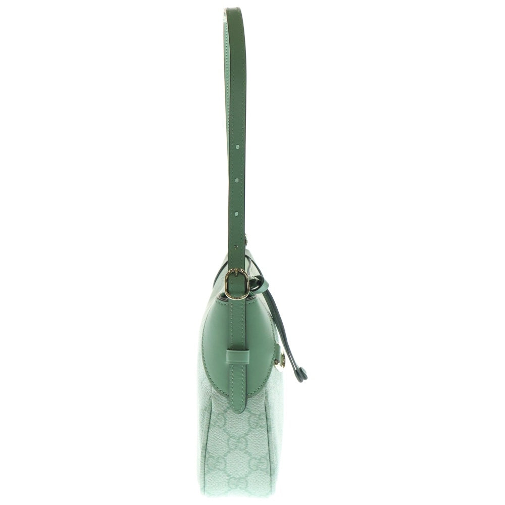 GUCCI(グッチ) GGスプリーム 2WAYショルダーバッグ ハンドバッグ ライトグリーン ゴールド金具 レザー×PVC 815218