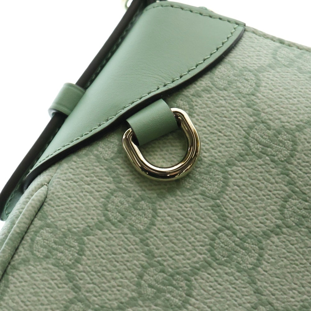 GUCCI(グッチ) GGスプリーム 2WAYショルダーバッグ ハンドバッグ ライトグリーン ゴールド金具 レザー×PVC 815218