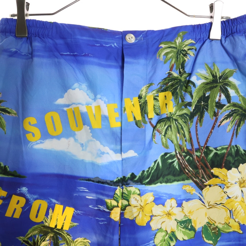 GUCCI(グッチ) 22AW Printed Poplin Short Pants ロゴ ハワイアン プリント 総柄 ポプリン ウエストゴム ハーフ ショートパンツ ショーツ ブルー/イエロー