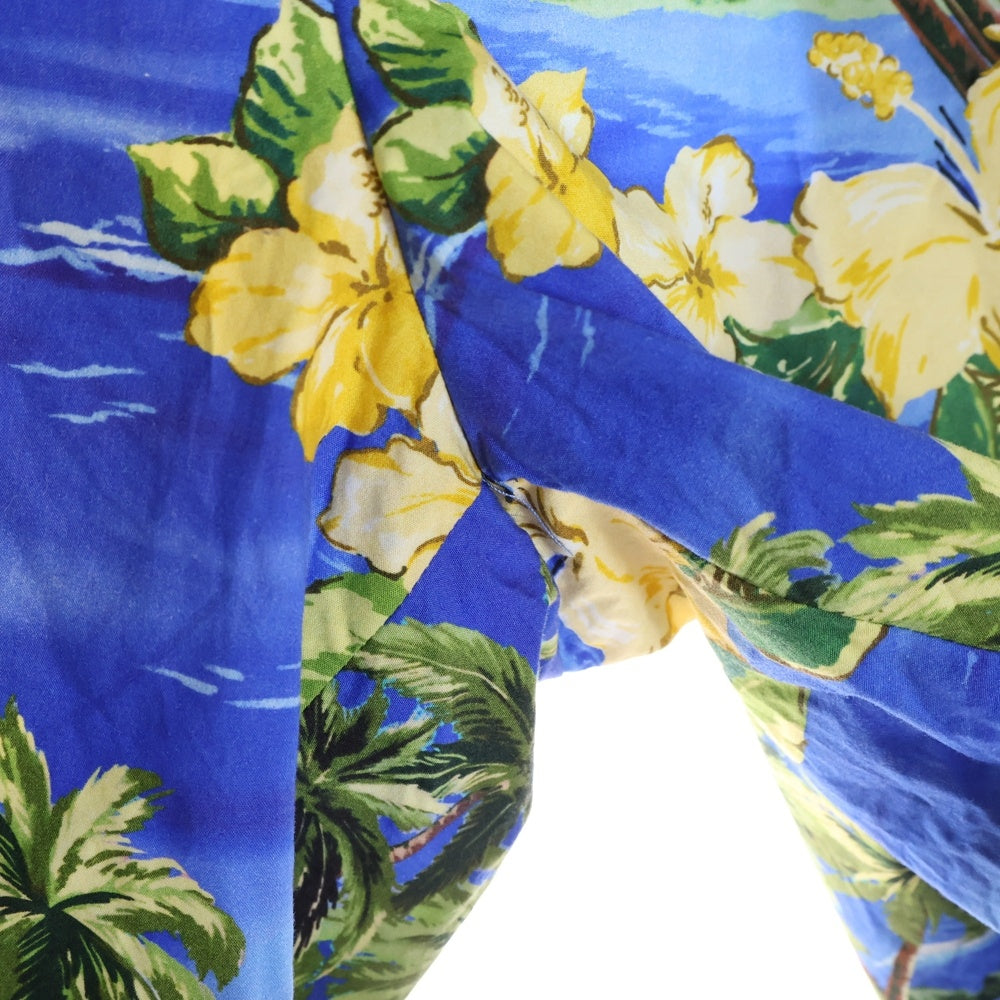 GUCCI(グッチ) 22AW Printed Poplin Short Pants ロゴ ハワイアン プリント 総柄 ポプリン ウエストゴム ハーフ ショートパンツ ショーツ ブルー/イエロー
