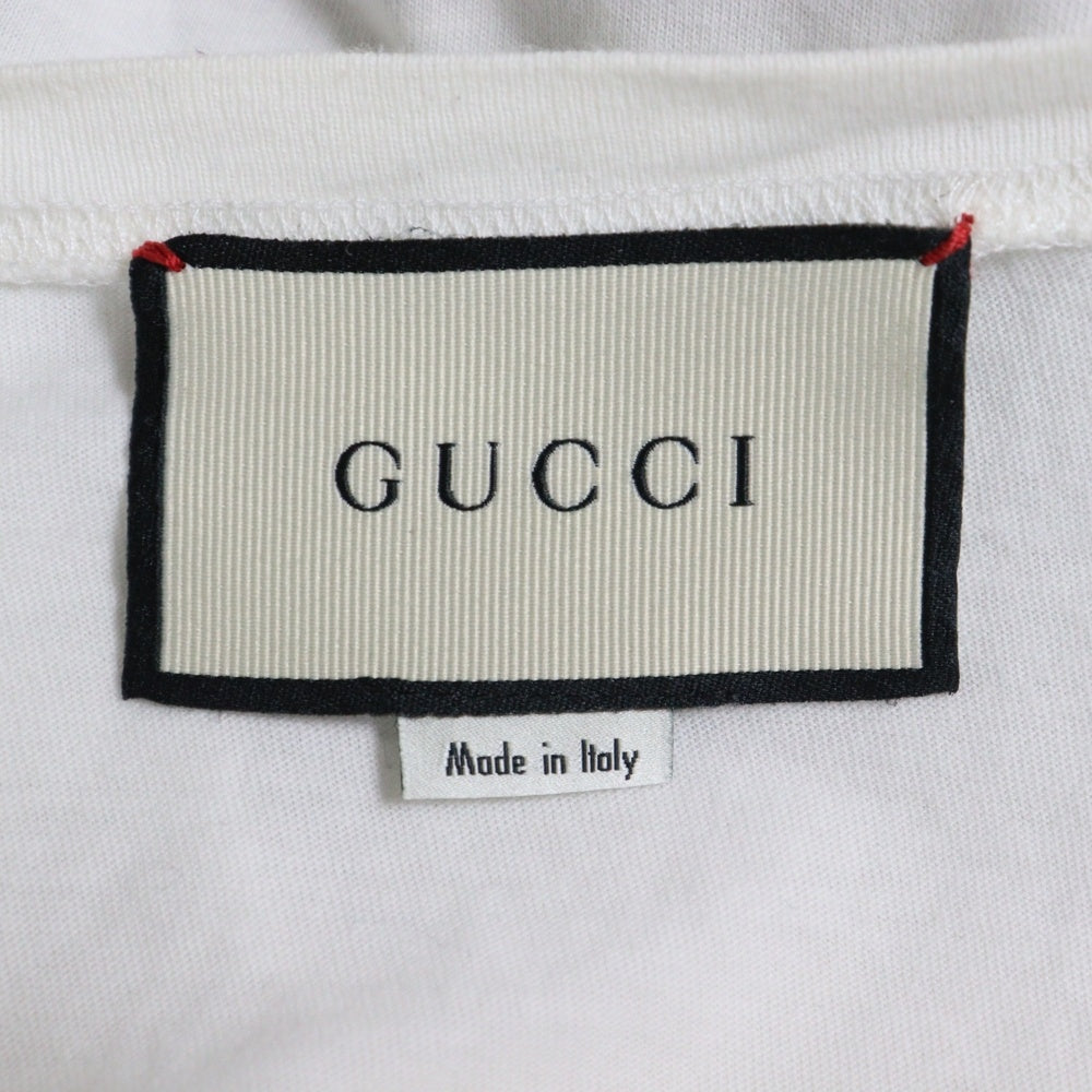 GUCCI(グッチ) GUCCIFICATION ウルフ ロゴプリント クルーネック 半袖Tシャツ カットソー ホワイト