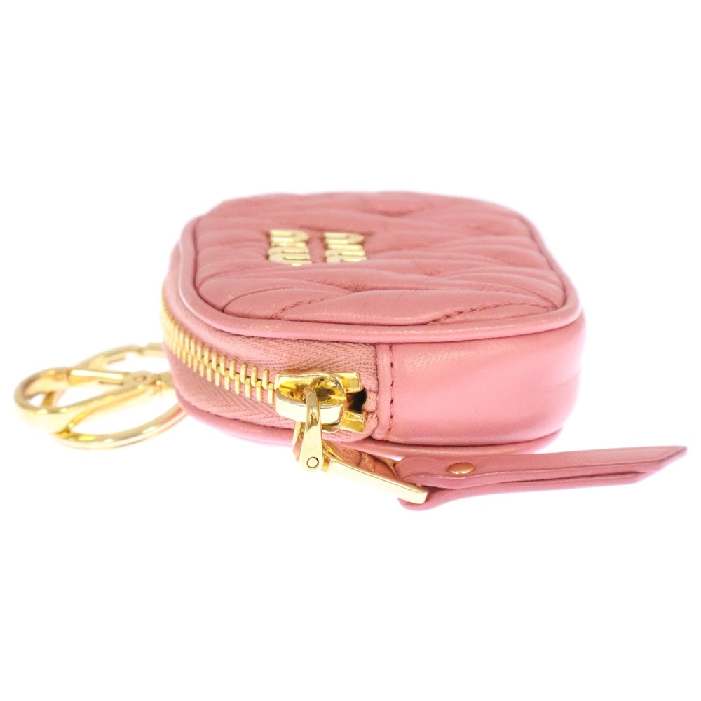 miumiu(ミュウミュウ) マテラッセ AirPods Pro ロゴレザーケース 小物入れ ピンク レディース