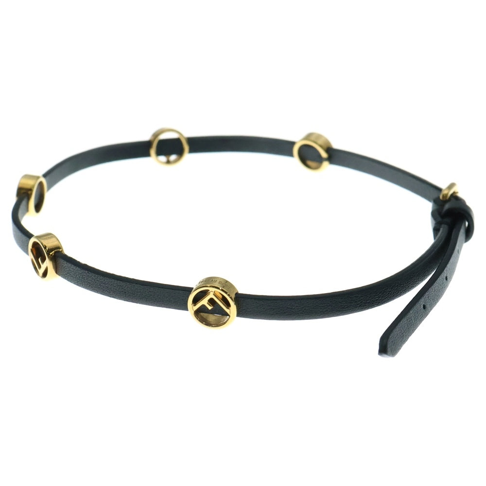 FENDI(フェンディ) チョーカー ネックレス ゴールド金具 ブラック レザー