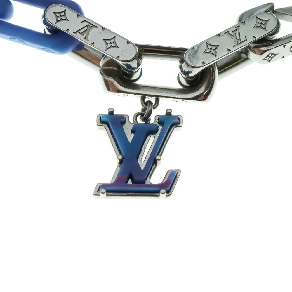 LOUIS VUITTON(ルイヴィトン) モノグラム チェーン ネックレス ペンダント チェーン シルバー×ブルー M01494