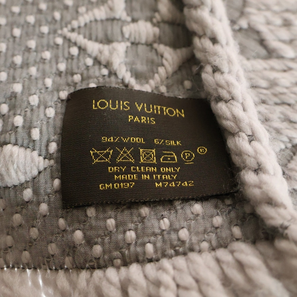 LOUIS VUITTON(ルイヴィトン) エシャルプ ロゴマニア モノグラム マフラー ウール×シルク グレー M74742