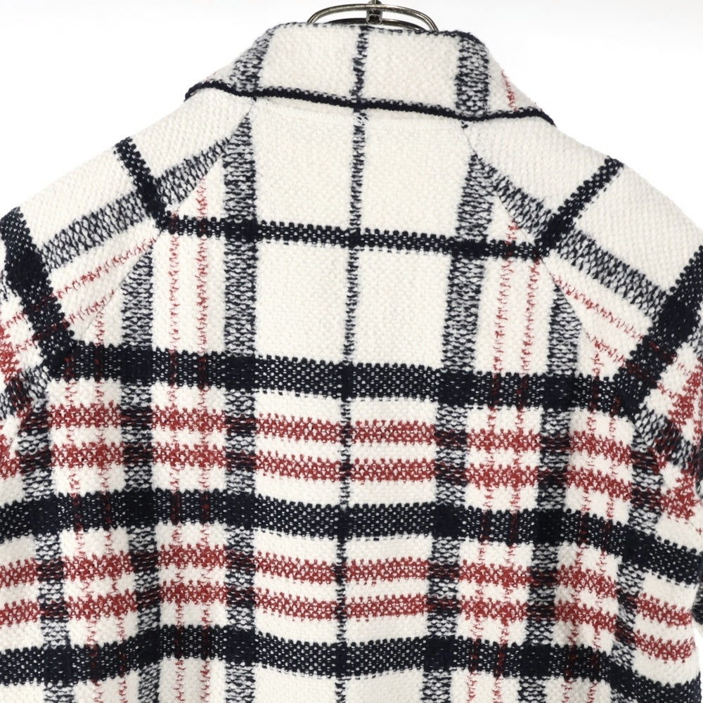 Christian Dior(クリスチャンディオール) 22AW テクニカル チェック ツイード半袖ジャケット ホワイト 224V13AM706 レディース
