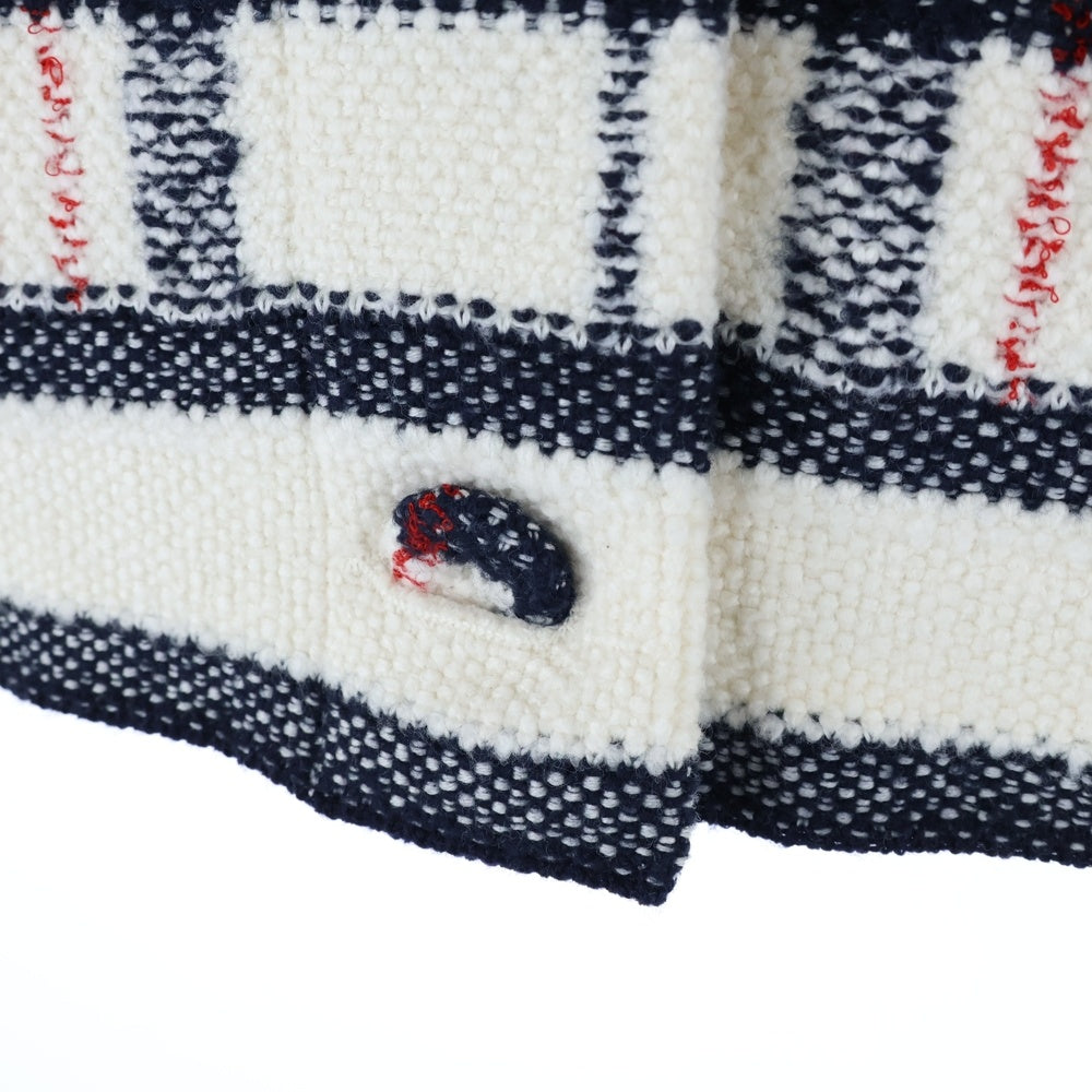 Christian Dior(クリスチャンディオール) 22AW テクニカル チェック ツイード半袖ジャケット ホワイト 224V13AM706 レディース
