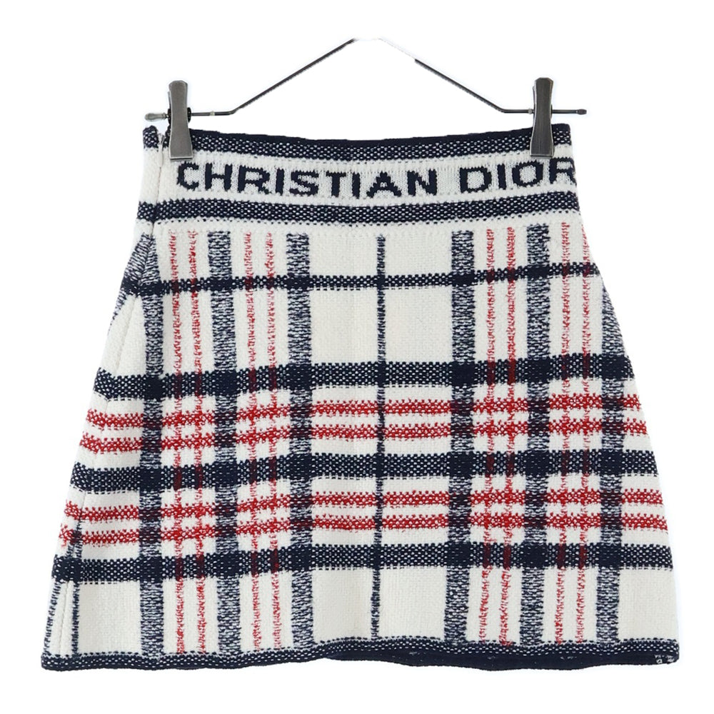 Christian Dior(クリスチャンディオール) チェック ツイードスカート ホワイト レディース 224J03AM706