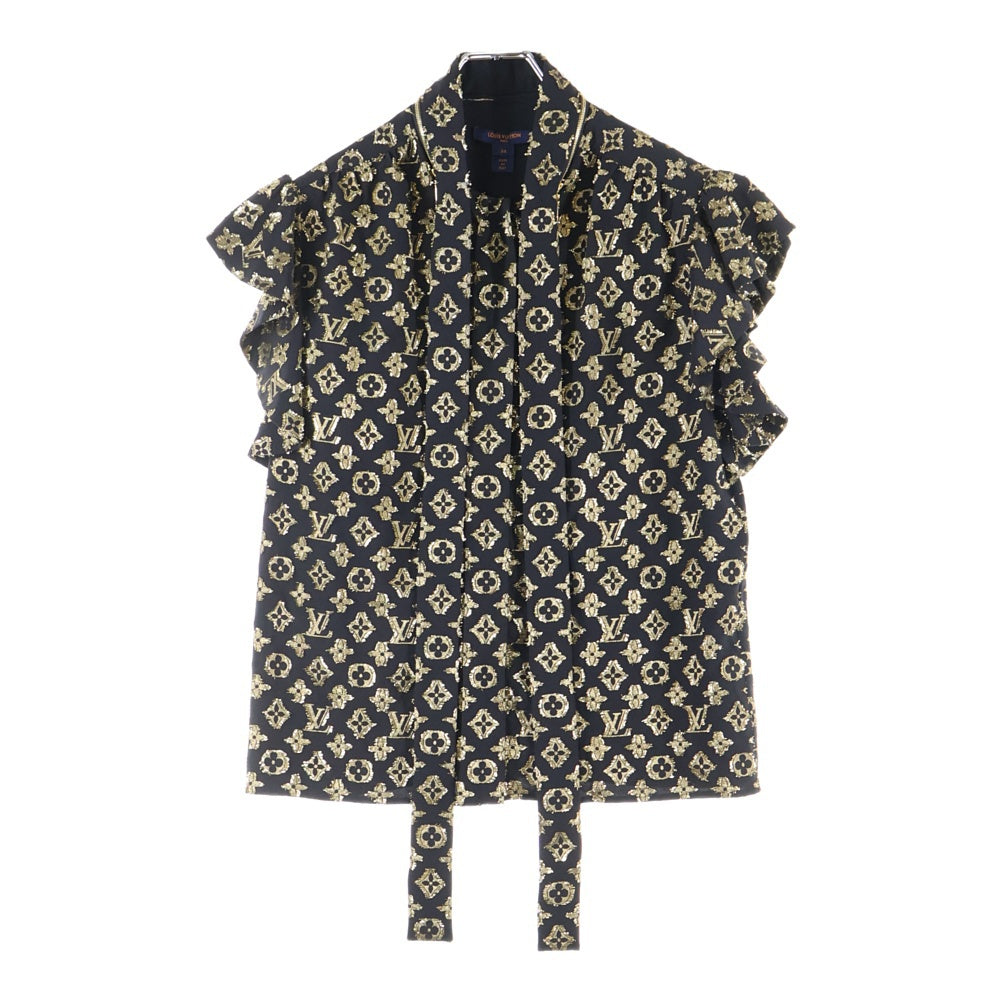 LOUIS VUITTON(ルイヴィトン) 20AW LV モノグラム 半袖シャツ レディース ブラウス RW202W XGR FJBL08 ブラック×ゴールド
