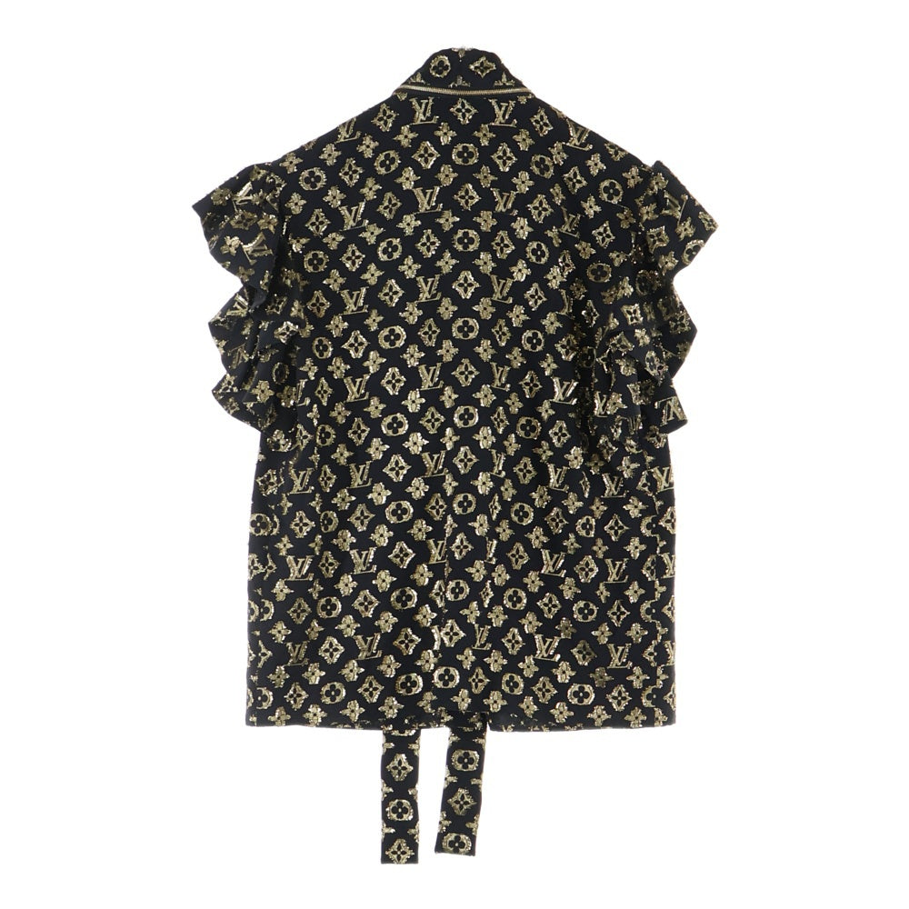 LOUIS VUITTON(ルイヴィトン) 20AW LV モノグラム 半袖シャツ レディース ブラウス RW202W XGR FJBL08 ブラック×ゴールド