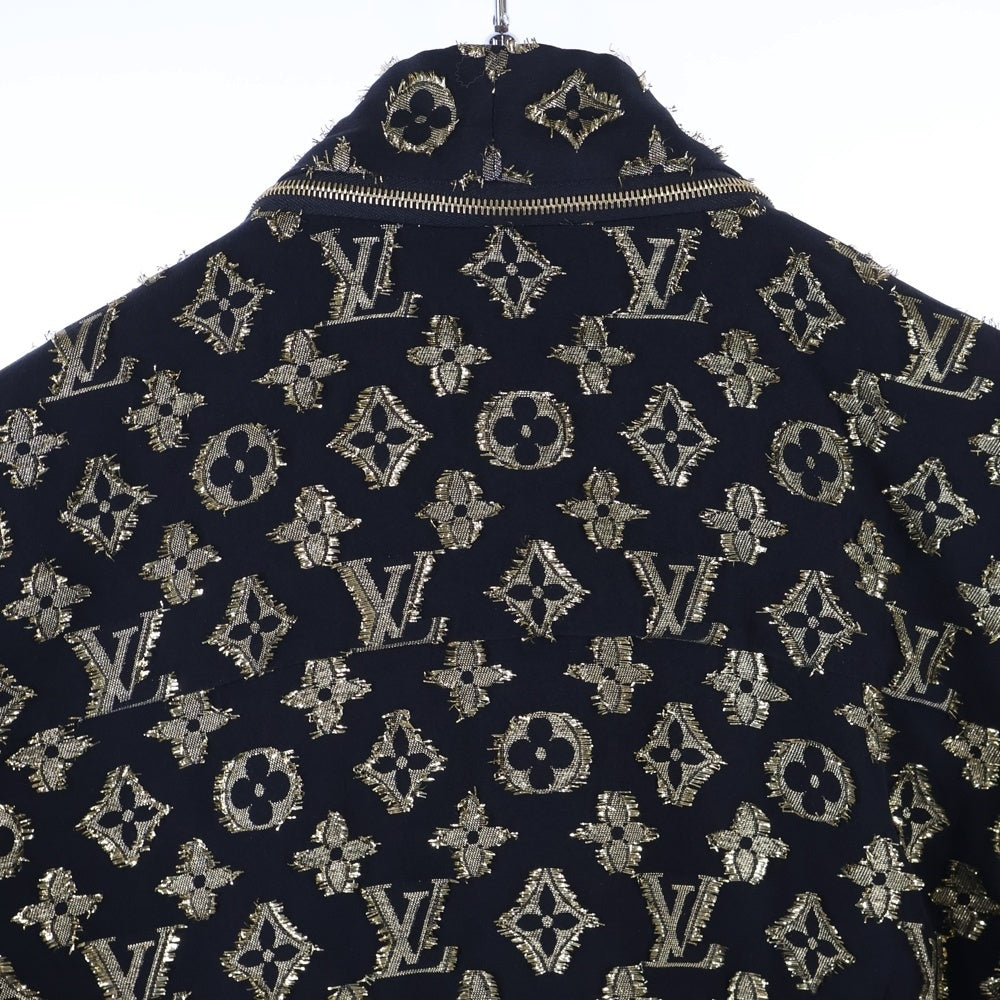 LOUIS VUITTON(ルイヴィトン) 20AW LV モノグラム 半袖シャツ レディース ブラウス RW202W XGR FJBL08 ブラック×ゴールド