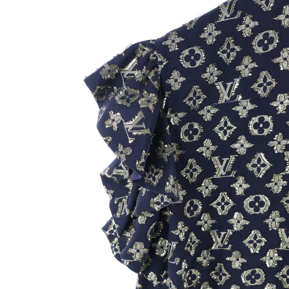 LOUIS VUITTON(ルイヴィトン) 20AW LV モノグラム 半袖シャツ レディース ブラウス RW202W XGR FJBL08 ブラック×ゴールド