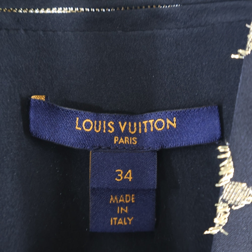 LOUIS VUITTON(ルイヴィトン) 20AW LV モノグラム 半袖シャツ レディース ブラウス RW202W XGR FJBL08 ブラック×ゴールド