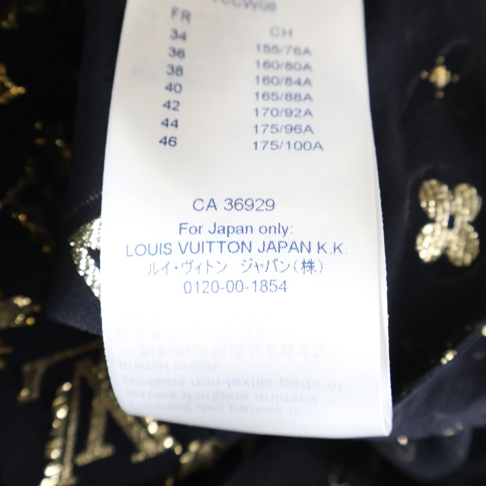 LOUIS VUITTON(ルイヴィトン) 20AW LV モノグラム 半袖シャツ レディース ブラウス RW202W XGR FJBL08 ブラック×ゴールド