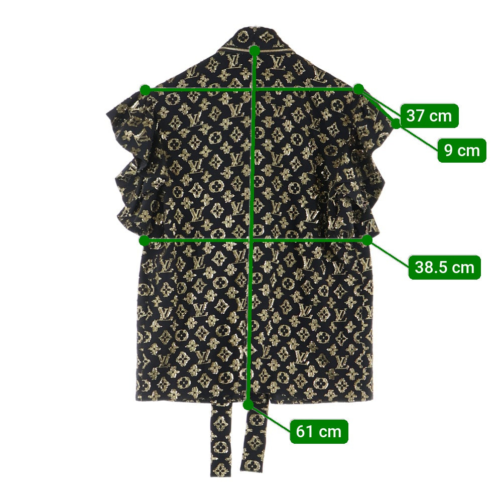 LOUIS VUITTON(ルイヴィトン) 20AW LV モノグラム 半袖シャツ レディース ブラウス RW202W XGR FJBL08 ブラック×ゴールド