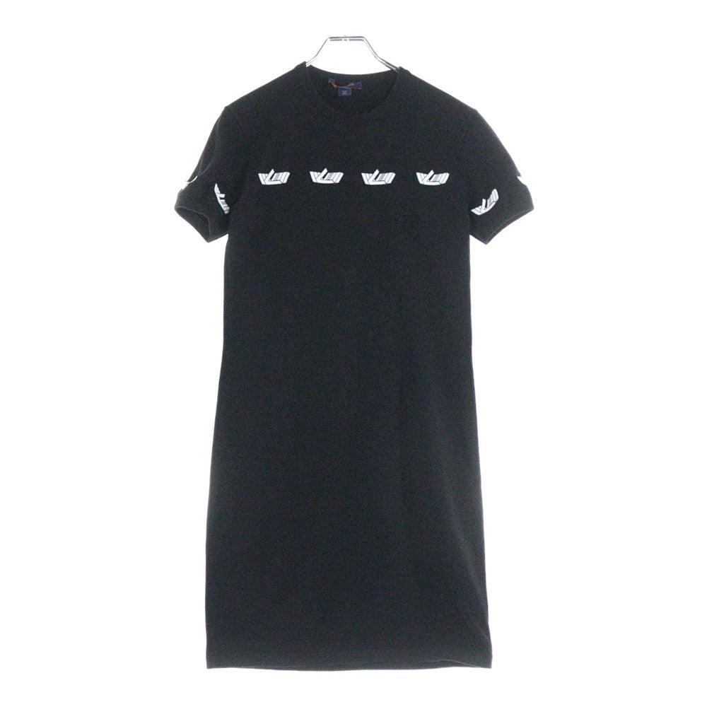 LOUIS VUITTON(ルイヴィトン) 22SS ワッペンデザイン ニット 半袖ワンピース ブラック RW221W HH4 FMKD01 レディース