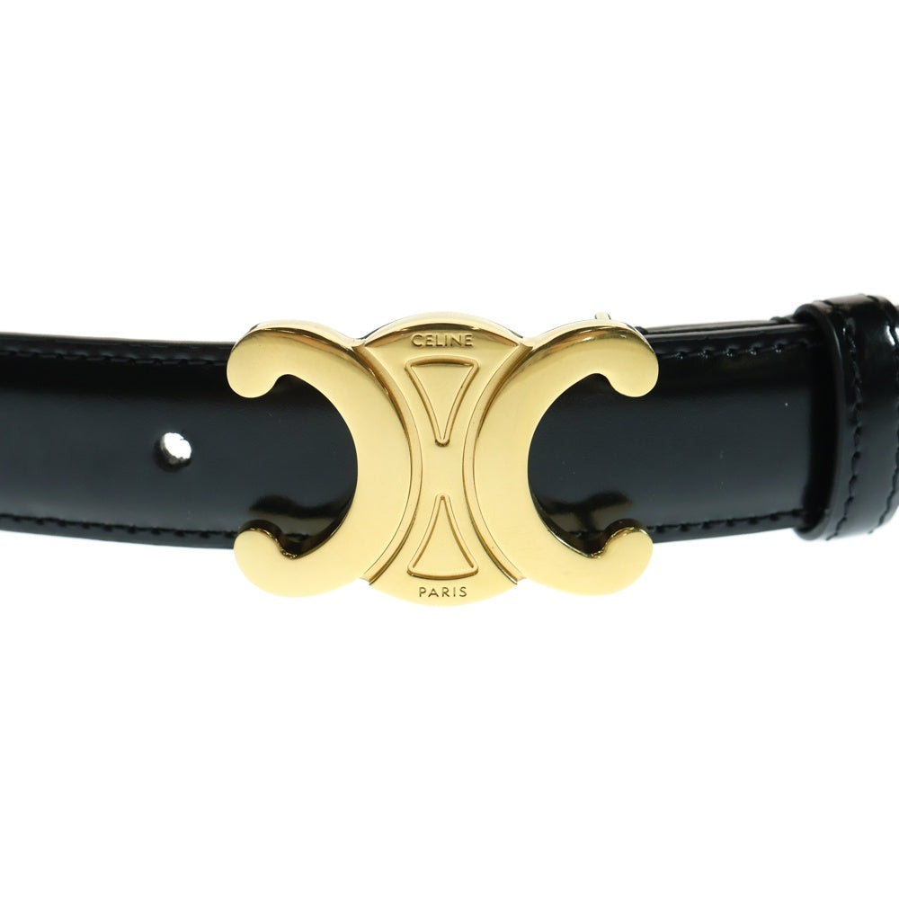 セリーヌ トリオンフ バックル ゴールド金具 レザー ベルト ブラック 黒 CELINE(セリーヌ) トリオンフバックル レザーベルト ブラック