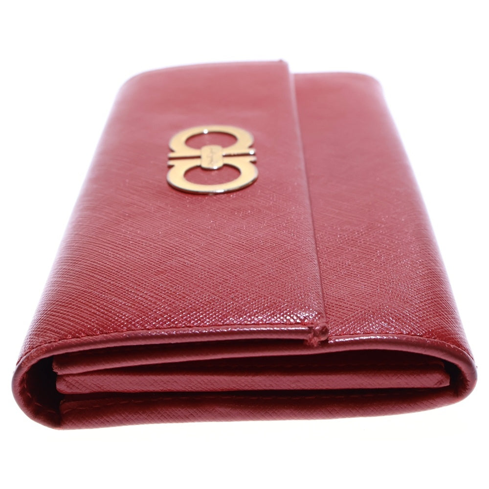 FERRAGAMO(フェラガモ) ロングウォレット 長財布 カードケース レッド ゴールド金具 レディース