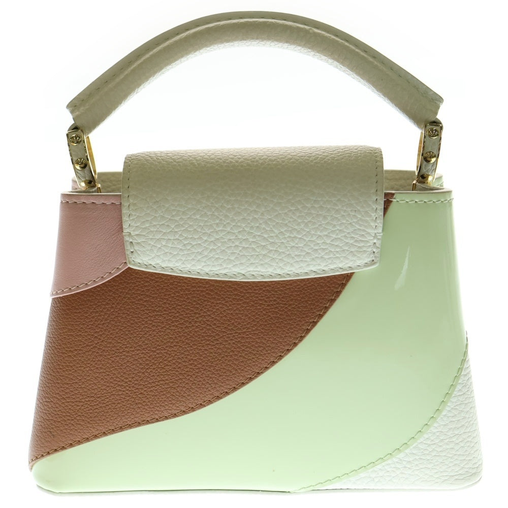 LOUIS VUITTON(ルイヴィトン) カプシーヌMINI トリヨン パテント コンビレザー 2WAY ハンド ショルダーバッグ ゴールド金具 マルチカラー ホワイト/ピンク M59864
