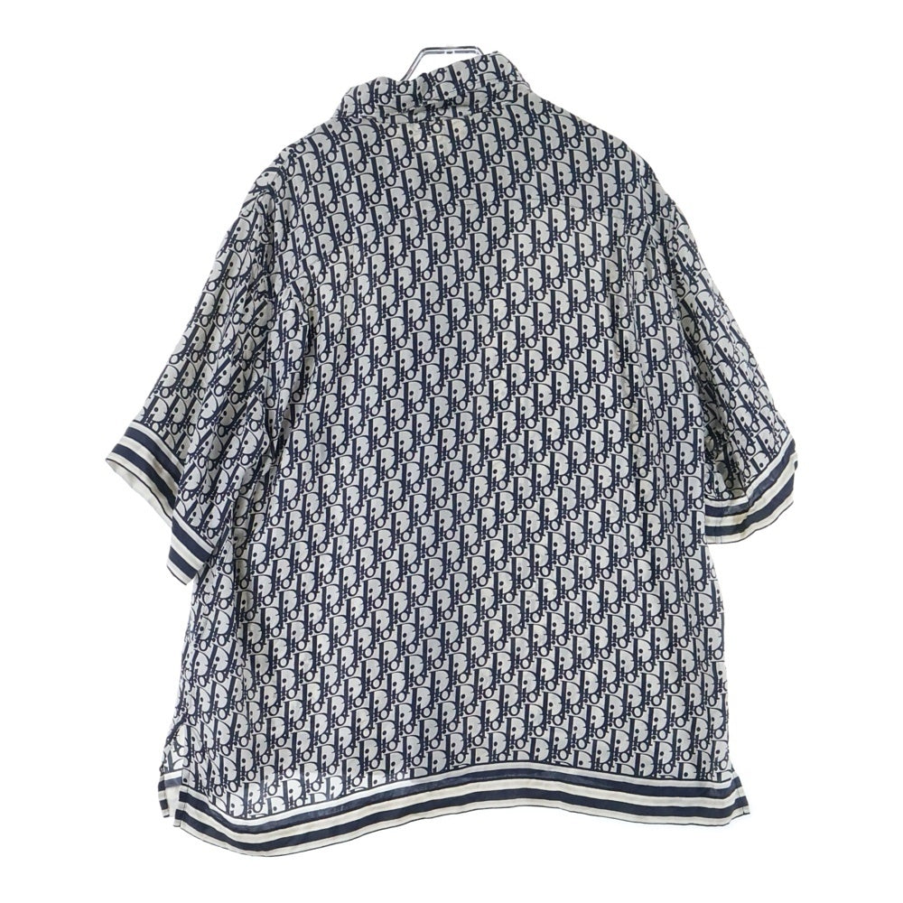 Dior HOMME(ディオールオム) 20SS Oblique S/S Shirt オブリーク総柄シルク半袖シャツ ホワイト/ネイビー 013C549A4751
