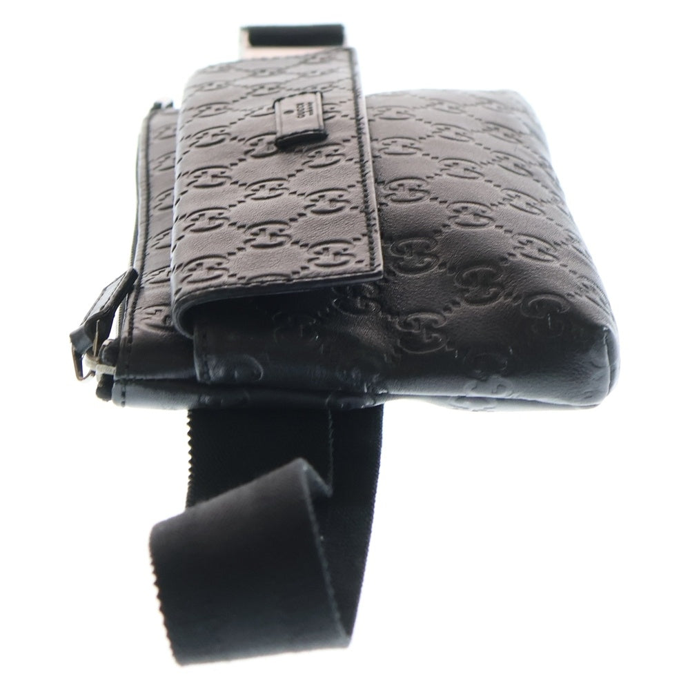 GUCCI(グッチ) グッチシマ ショルダーバッグ ブラック レザー 162916 ウエストバッグ ボディバッグ