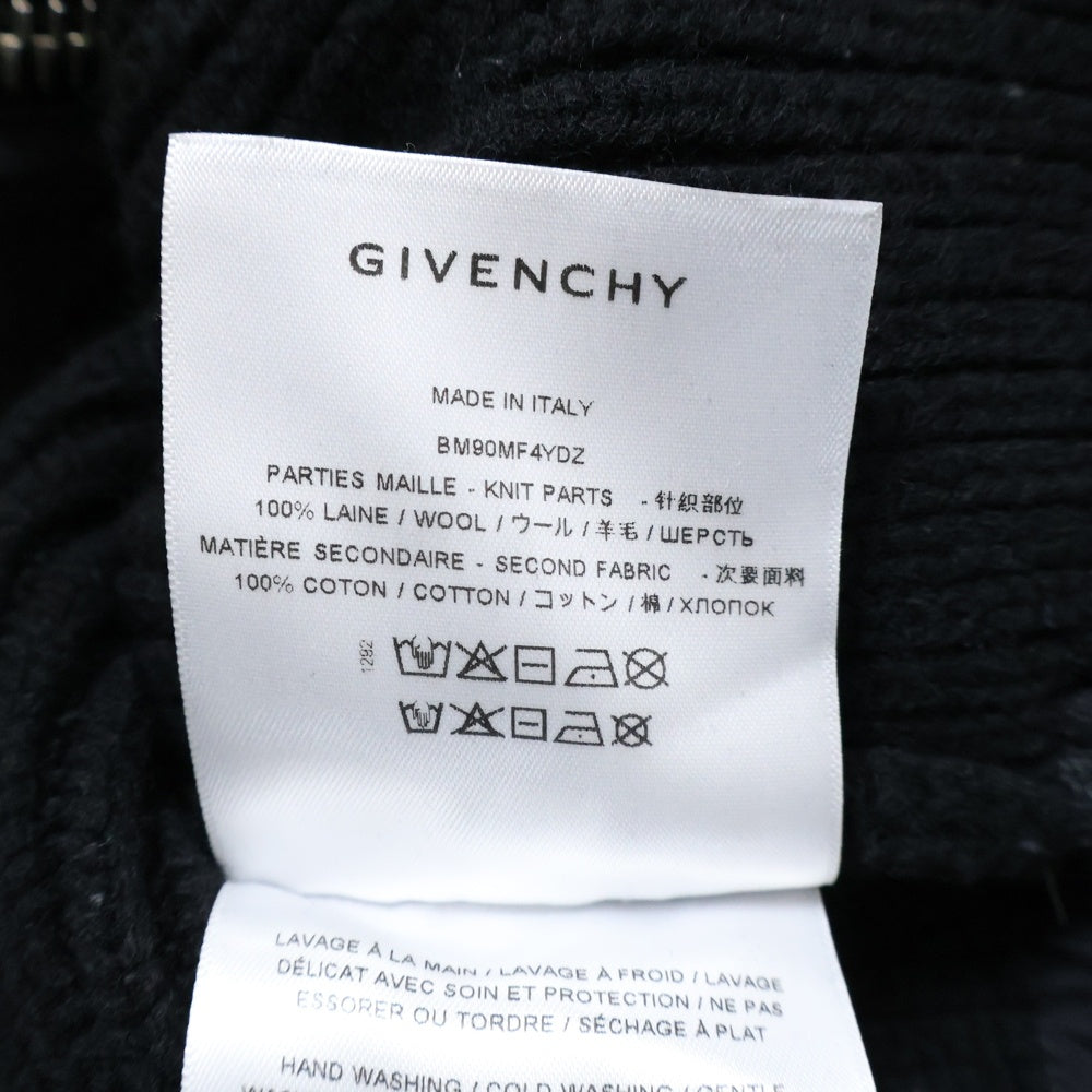 GIVENCHY(ジバンシィ) ロゴプリント スウェットパーカー フーディー ドッキング ジップアップ ウール ドライバーズニット ジャケット ブラック BM90MF4YDZ