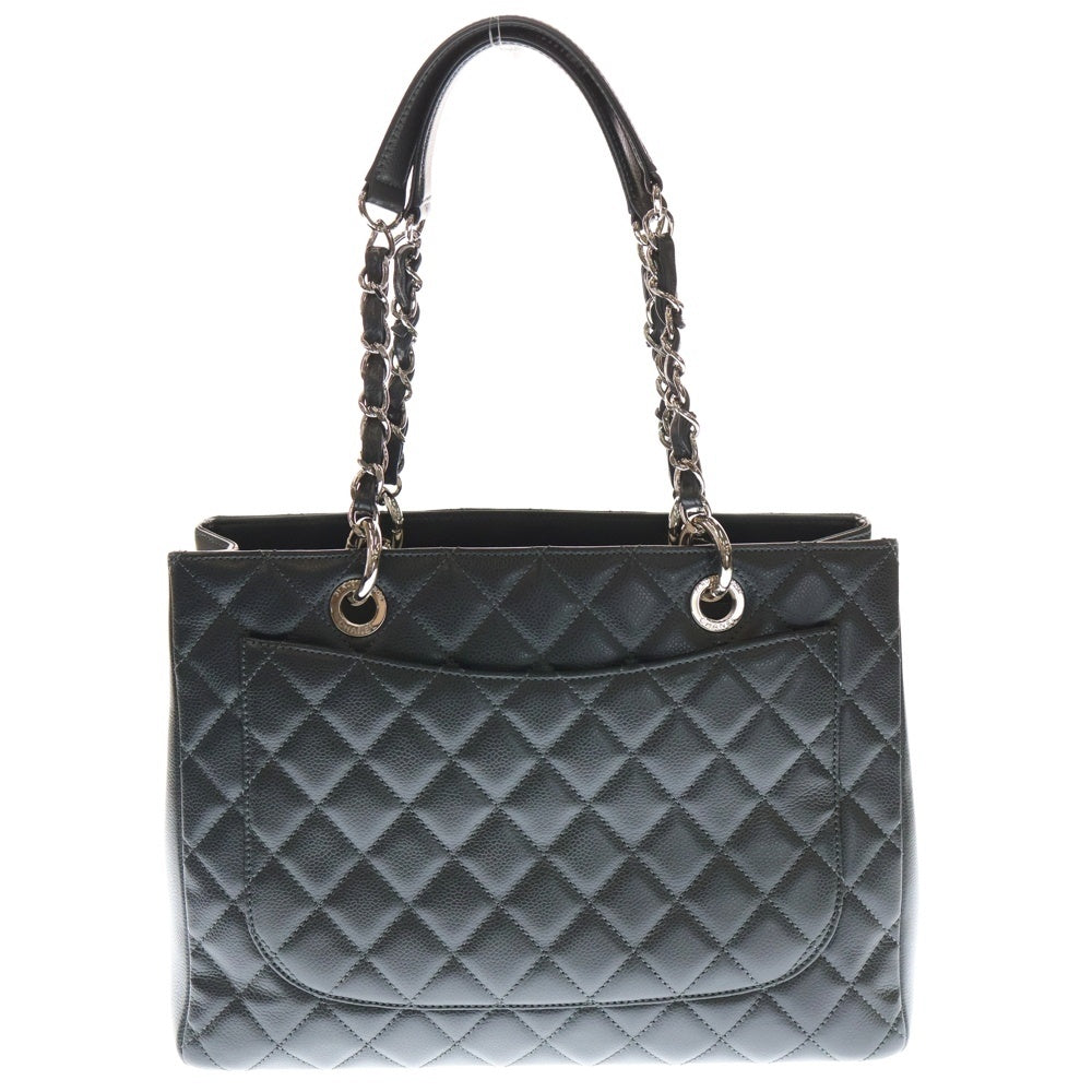 CHANEL(シャネル) マトラッセ グランドショッピング GST ココマーク キャビアスキン レザー チェーンショルダー トートバッグ シルバー金具 グレー