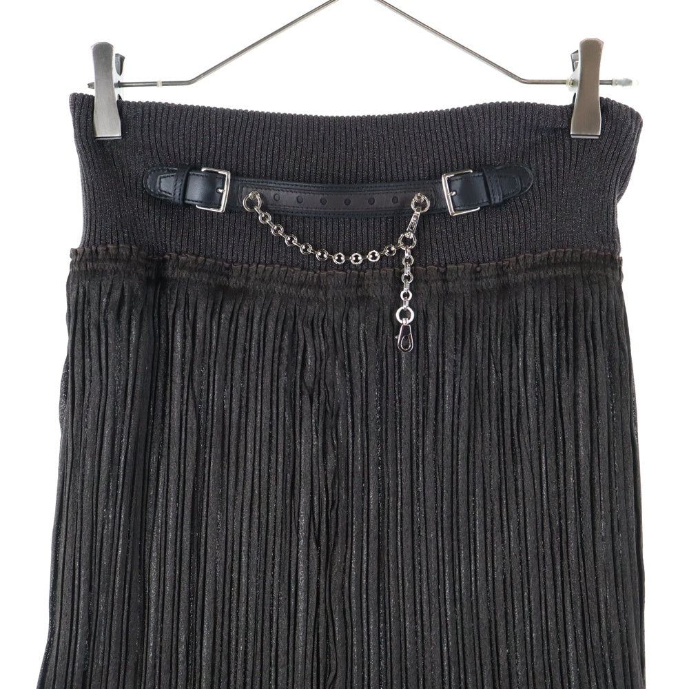 HERMES(エルメス) 23AW チェーン レザーベルト シルク混 プリーツ