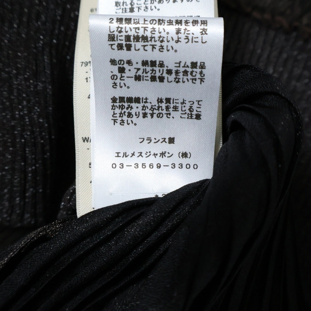 HERMES(エルメス) 23AW チェーン レザーベルト シルク混 プリーツ