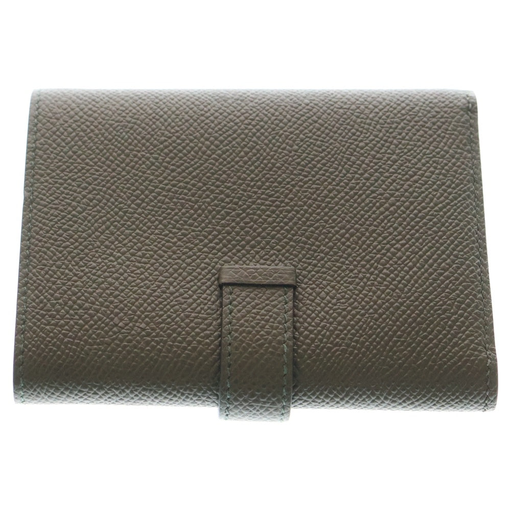 HERMES(エルメス) ベアンコンパクト 三つ折り財布 コンパクトウォレット カードケース カーキ オリーブ エプソン Z刻印 シルバー金具