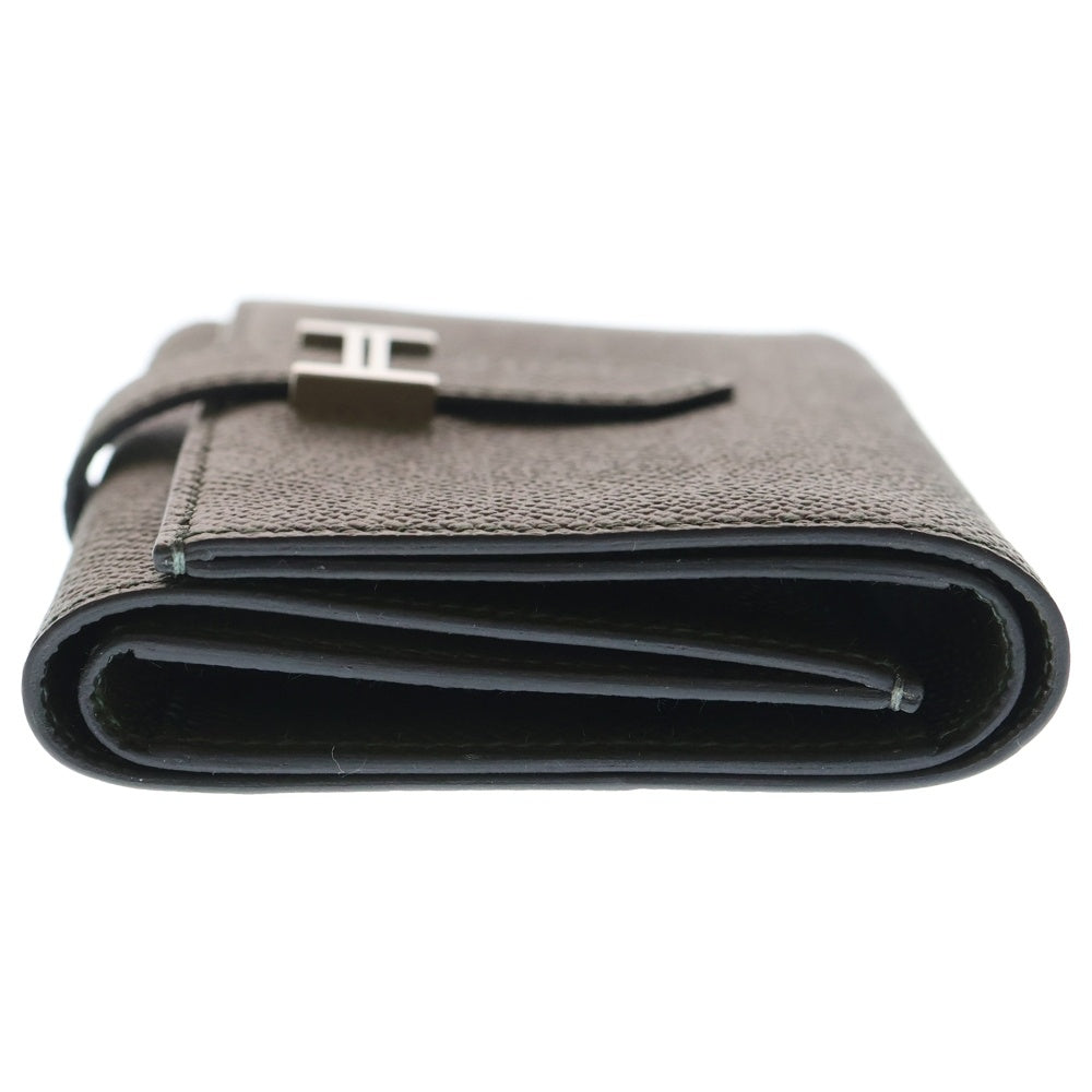 HERMES(エルメス) ベアンコンパクト 三つ折り財布 コンパクトウォレット カードケース カーキ オリーブ エプソン Z刻印 シルバー金具