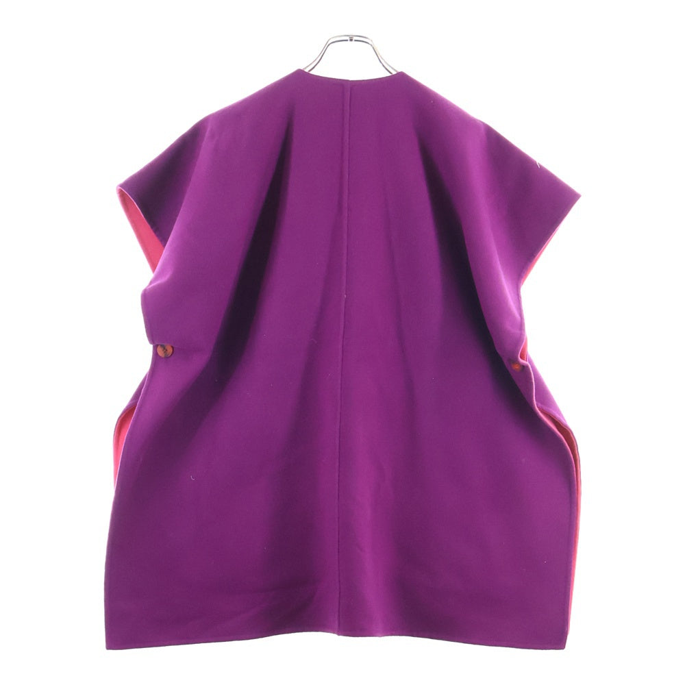 HERMES(エルメス) 23SS リバーシブル セリエボタン カシミヤ ノーカラー ジップアップ ポンチョ パープル/ピンク レディース 3E0222DZ