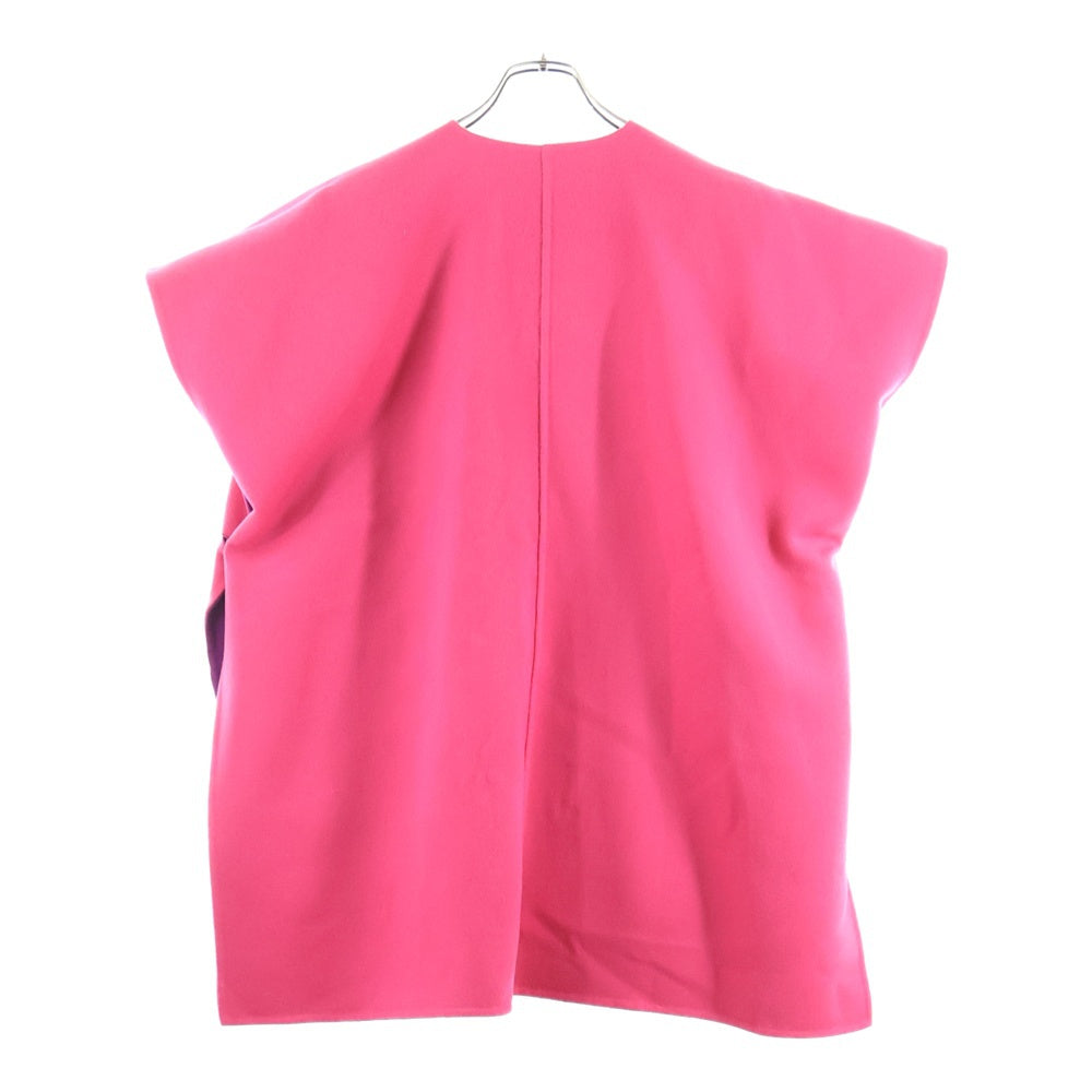 HERMES(エルメス) 23SS リバーシブル セリエボタン カシミヤ ノーカラー ジップアップ ポンチョ パープル/ピンク レディース 3E0222DZ