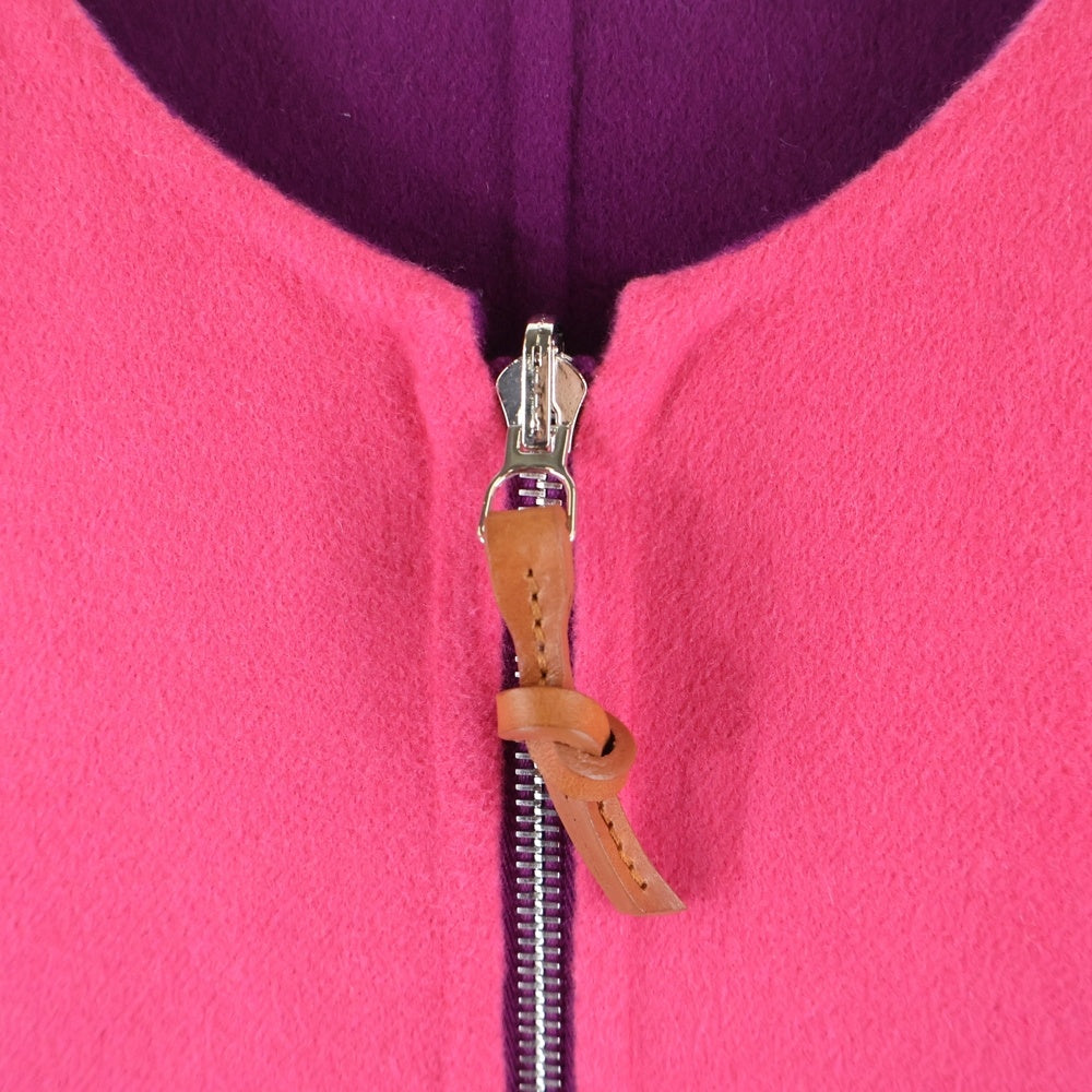 HERMES(エルメス) 23SS リバーシブル セリエボタン カシミヤ ノーカラー ジップアップ ポンチョ パープル/ピンク レディース 3E0222DZ