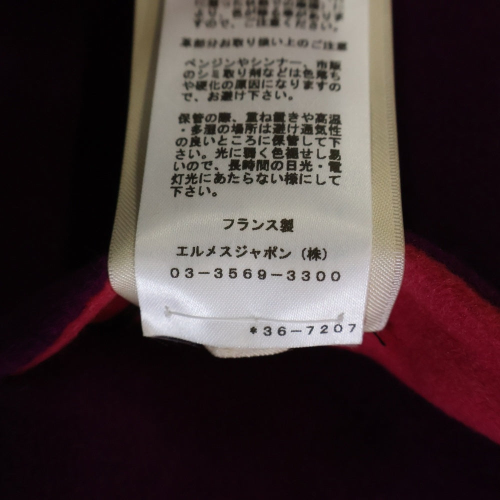 HERMES(エルメス) 23SS リバーシブル セリエボタン カシミヤ ノーカラー ジップアップ ポンチョ パープル/ピンク レディース 3E0222DZ