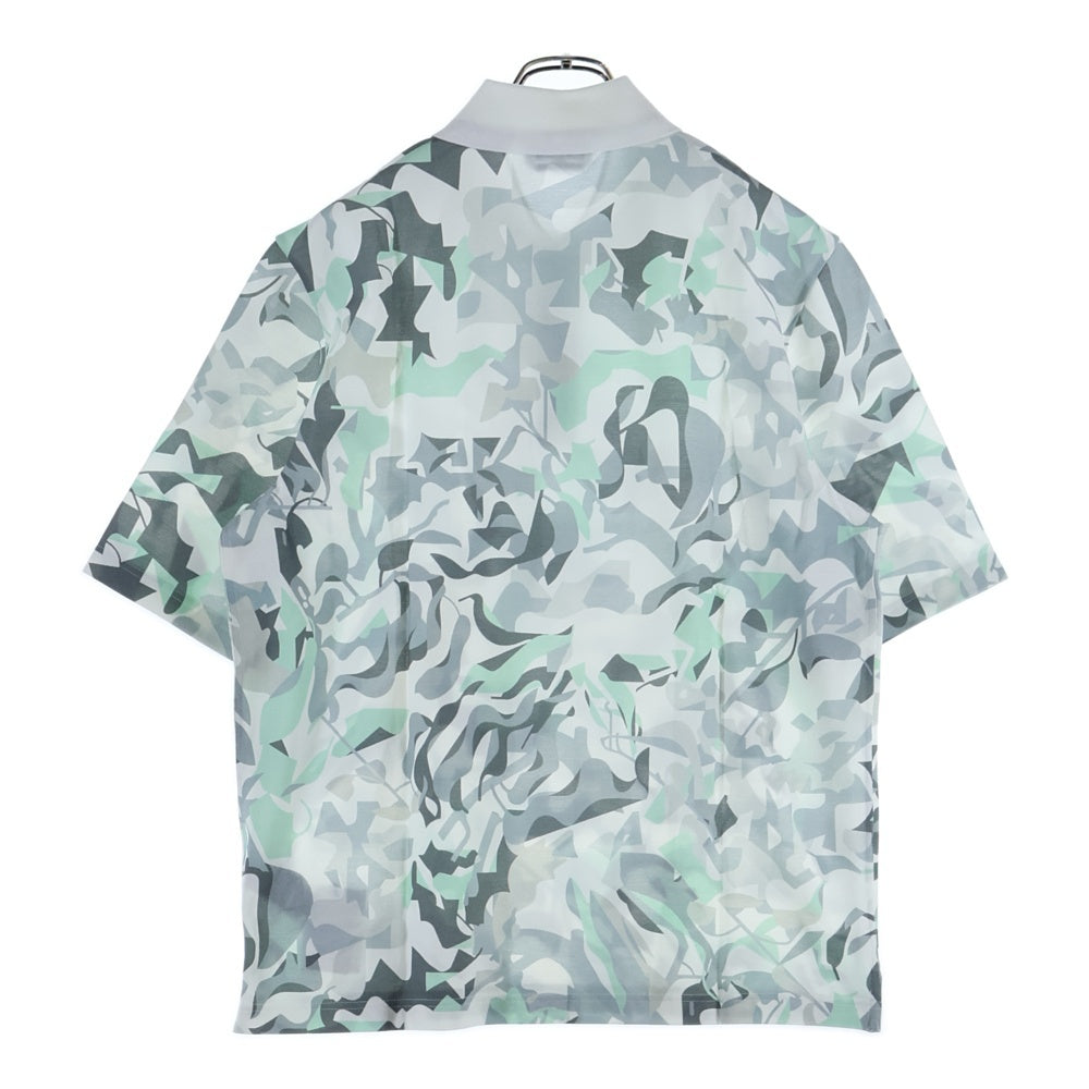 HERMES(エルメス) パズル ヴェジェタル 総柄プリント 半袖 ポロシャツ ホワイト/グレー