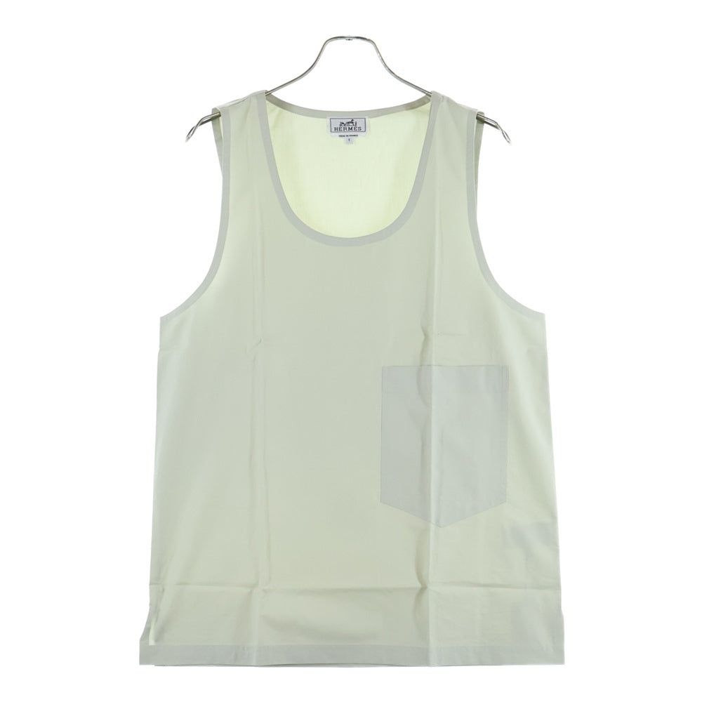 HERMES(エルメス) コットン ノースリーブ Uネック トップス ライトグリーン