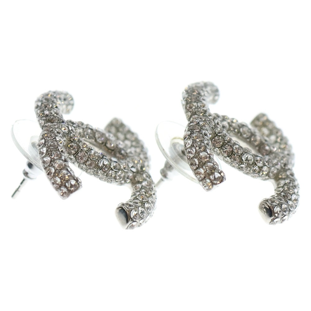 CHANEL(シャネル) ココマーク ラインストーン ピアス シルバー