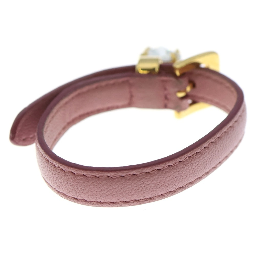 miumiu(ミュウミュウ) ラインストーン レザーブレスレット ピンク×ゴールド レディース